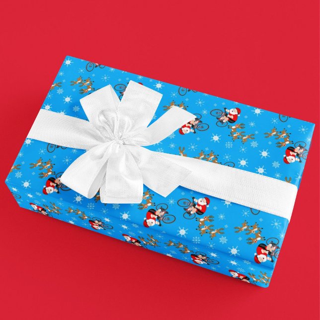 Papier Cadeau Santa Cycling with Reindeer  (Créateur téléchargé)