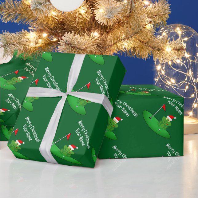 Papier Cadeau Santa frog cartoon on golf course funny Christmas (Vacances)