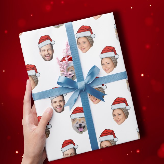 Papier Cadeau Santa Hat Personnalisé Visage 3 Photo Cadeau de No (Créateur téléchargé)