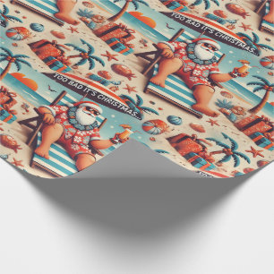 Papier Cadeau Santa on Vacation Christmas Wrapping Paper