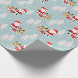 Papier Cadeau Santa Rudolph et Pins