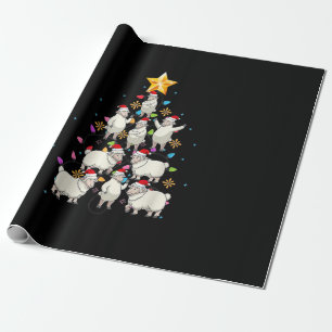 Papier Cadeau Santa Sheep Christmas Tree Lights Funny Sheep Veni