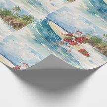 Santa surfant les fêtes de Noël