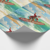 Santa surfant les fêtes de Noël