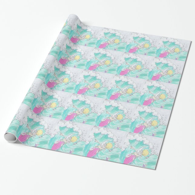 Papier Cadeau Santa surfante (Déroulé)