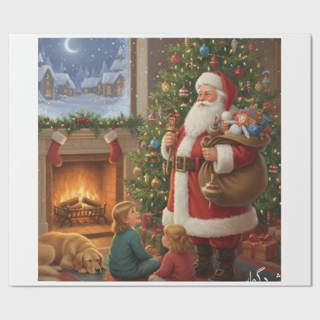 Papier Cadeau Santa's Cozy Visit - A Night of Wonder (Plat)