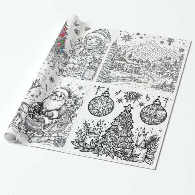 Papier Cadeau Santa's Creative Wonderland Wrap & Color (Déroulé)