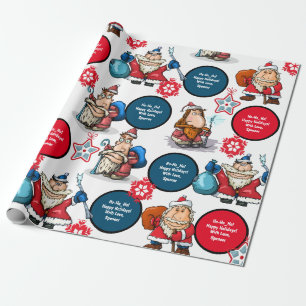 Papier Cadeau Santas de style comique personnalisée