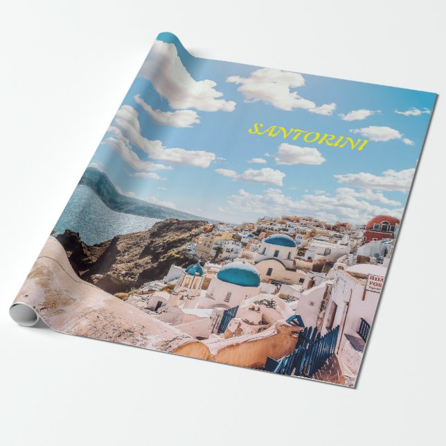 Papier Cadeau Santorin, Grèce Beach House (Déroulé)