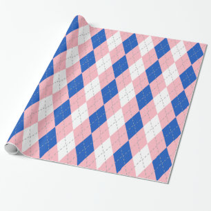 Papier Cadeau Saphir Bleu Rose Gris Foncé Blanc XL Argyle