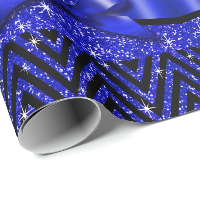 Papier Cadeau Saphir de l'arc | de diamant de Chevron Bling de (Coin rond)