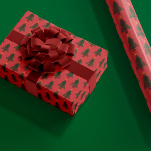 Papier Cadeau Sapin de Noël Art Déco