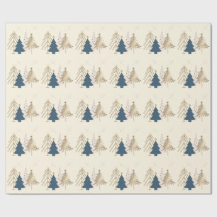 Papier Cadeau Sapin de Noël Classique Ivoire