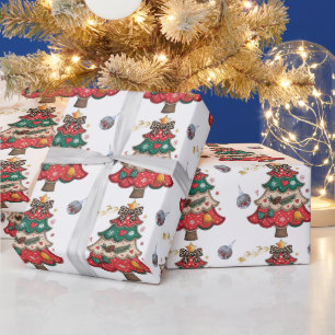 Papier Cadeau Sapin de Noël Moderne Coloré