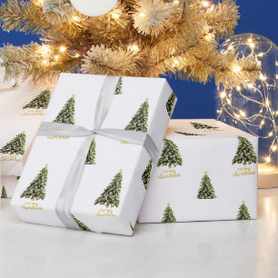 Papier Cadeau Sapin de Noël  Or Joyeux Noël