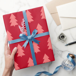 Papier Cadeau Sapin de Noël Rouge Foncé