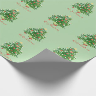 Papier Cadeau Sapin de Noël vintage avec un cookie en forme d'ét