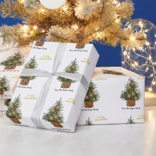 Papier Cadeau Sapin,Orange Joyeux Noël
