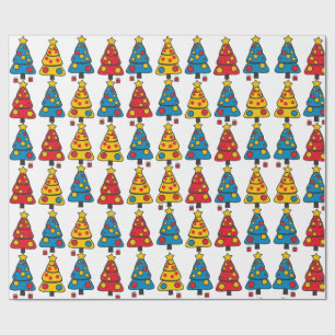 Papier Cadeau Sapins de Noël fantaisistes