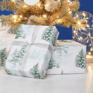 Papier Cadeau Sapins de Noël Hiver