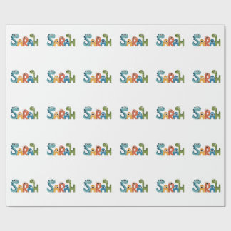 Papier Cadeau Sarah Dinosaur Nom Cute Dino Lettres Design