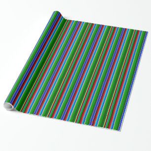 Papier Cadeau Sarape mexicaine rouge vert