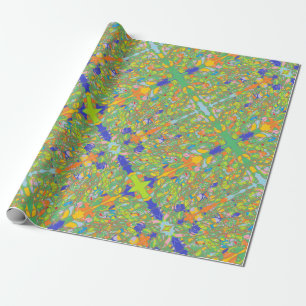 Papier Cadeau Sari indien abstrait comme beaucoup de papier vert