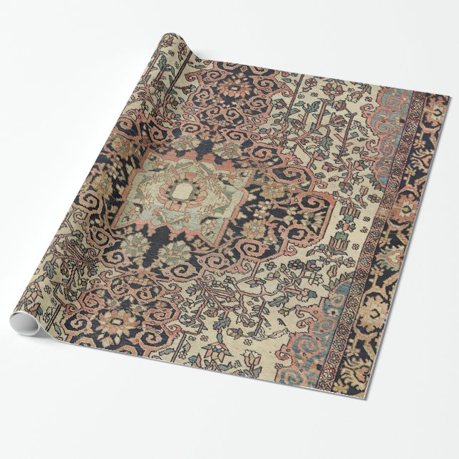 Papier Cadeau Sarouk rose beige perse  (Déroulé)