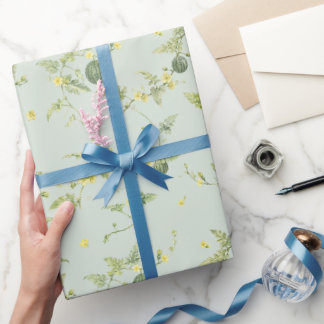 Papier Cadeau Sauge Douce Mini Pastèque Botanique Aquarelle