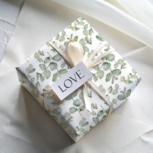 Papier Cadeau Sauge Verte Rustique Eucalyptus Aquarelle