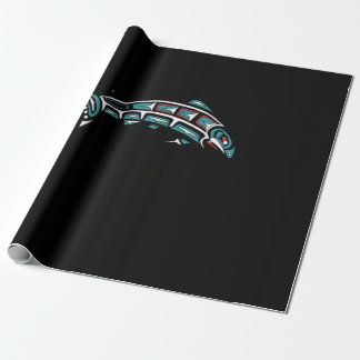 Papier Cadeau Saumon de l'Alaska Pêche Amérindien