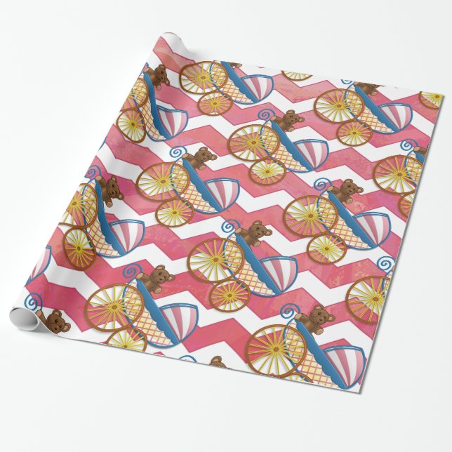 Papier Cadeau Saumon Swirl Baby Stuff (Déroulé)