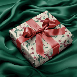 Papier Cadeau Saut des cerfs communs et du houx