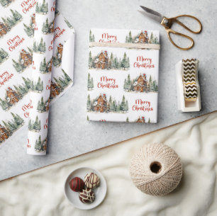 Papier Cadeau Sauvage de Warmish forêt de pins verdoyants