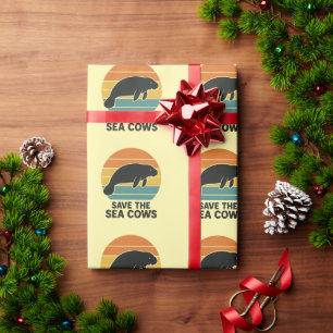Papier Cadeau Sauver les vaches de mer Rétro Vintage Silhouette