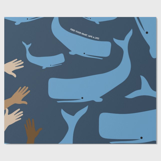 Papier Cadeau Sauvez les baleines (Plat)