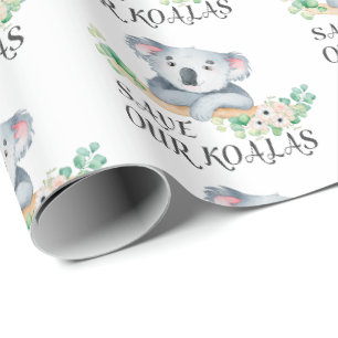 Papier Cadeau Sauvez notre feuille australien mignon de gomme de