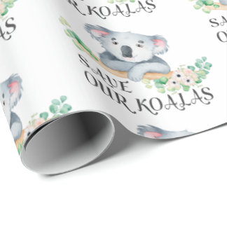 Papier Cadeau Sauvez notre feuille australien mignon de gomme de