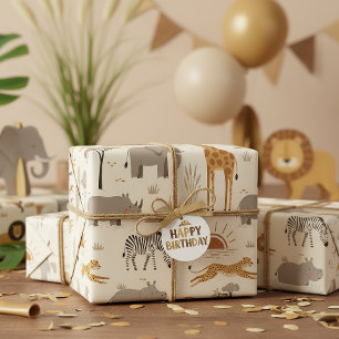Papier Cadeau Savane Lever de Soleil Safari Motif ID1259