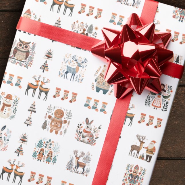 Papier Cadeau Scandinavian Nordic Folk Art Christmas (Créateur téléchargé)