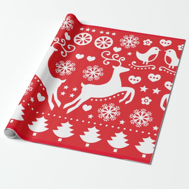 PAPIER CADEAU SCANDINAVIE NOËL MOTIF CADEAU WRAPPING (Déroulé)