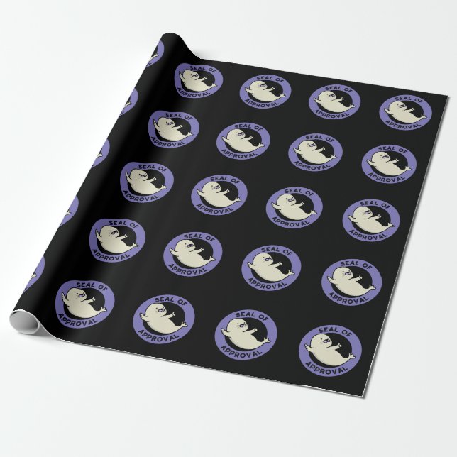 Papier Cadeau Sceau d'approbation Drôle Seal Pun Dark BG (Déroulé)