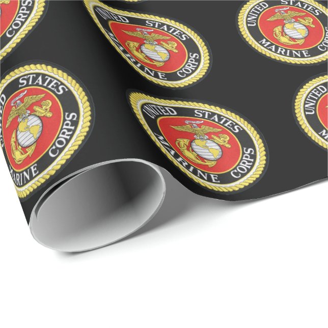Papier Cadeau Sceau officiel de l'Arrière - plan noir - US Marin (Coin rond)