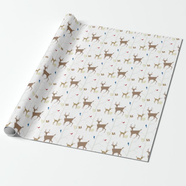 Papier Cadeau Scène animale moderne de la moitié du siècle (Déroulé)