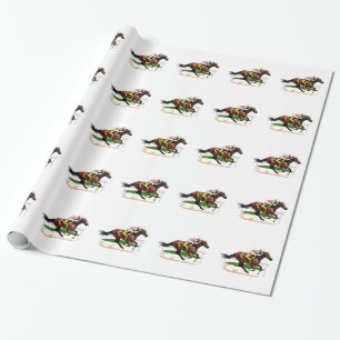 Papier Cadeau Scène de course à cheval