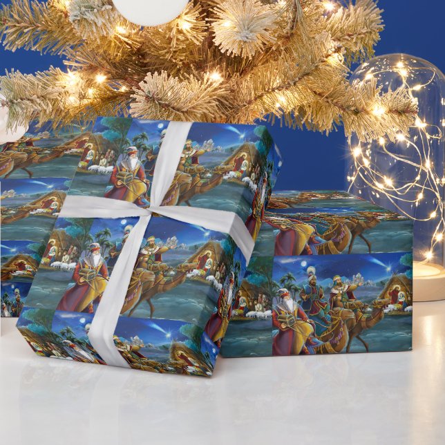 Papier Cadeau Scène de la Nativité avec les hommes sages Noël (Vacances)