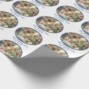 Papier Cadeau Scène de la Nativité Christian