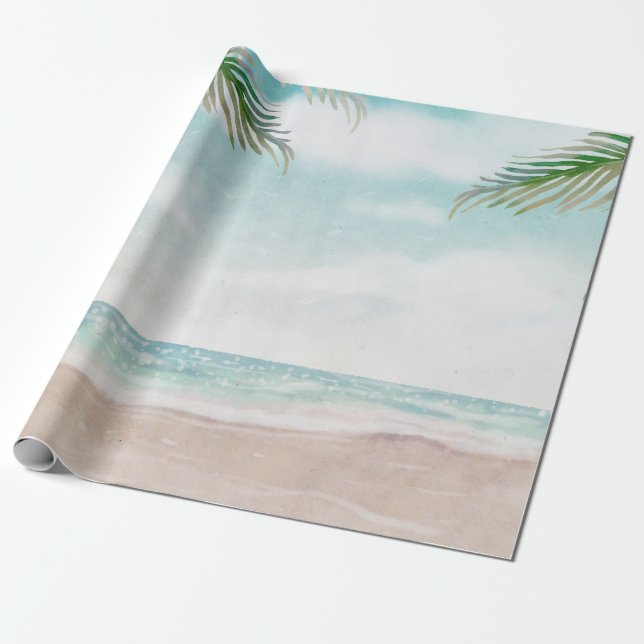 Papier Cadeau Scène de mariage de plage peinte par Island Breeze (Déroulé)