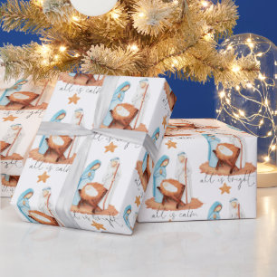 Papier Cadeau Scène De Nativité Tout Est Calme Script Noël