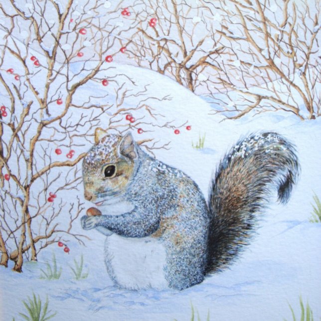 Papier Cadeau scène de neige d'écureuil gris mignon faune origin (Créateur téléchargé)